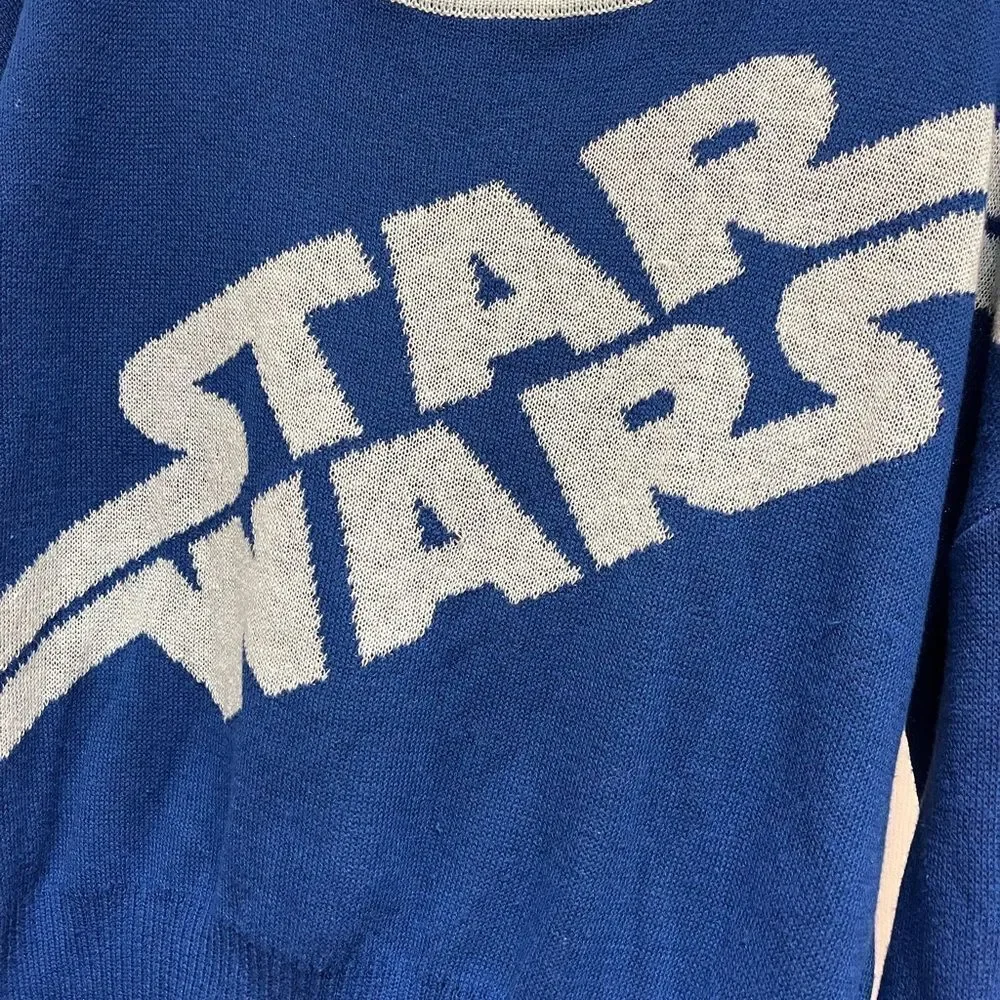 Star Wars Blue Drop Shoulder Wide Crewneck Sweater sz L